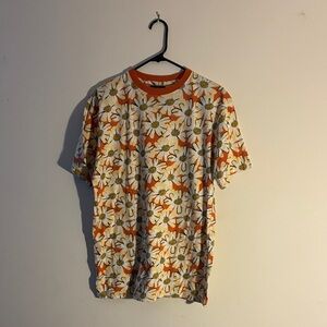 Men's Floral Short Sleeve Shirt - Orange and White